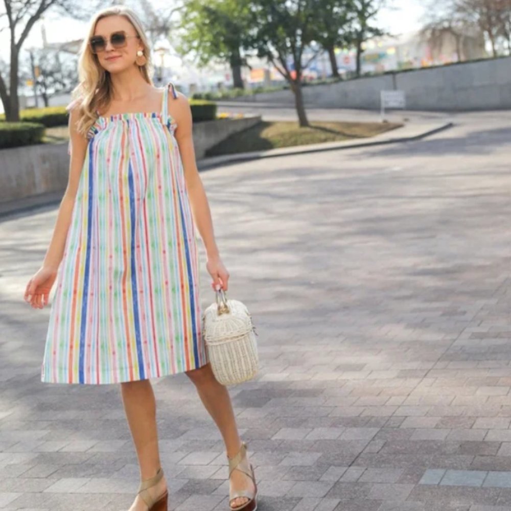 EUC Brooke Wright Coco Vintage Stripe Swing Dress - Medium